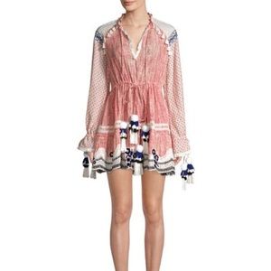 Hemant and Nandita Long Sleeve Mini Dress with Pom Pom Tassels Size Small